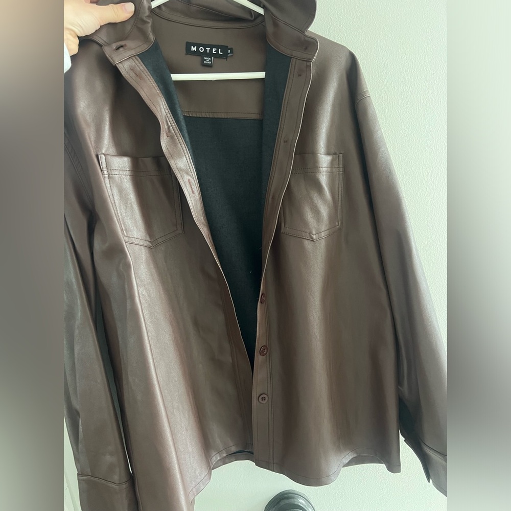 Motel rocks Faux Brown leather shirt jacket